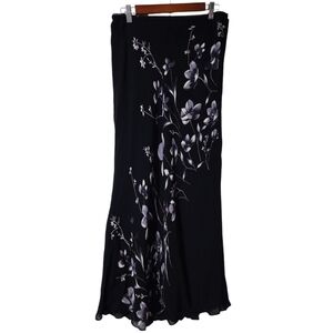 Vintage floral long black mesh skirt